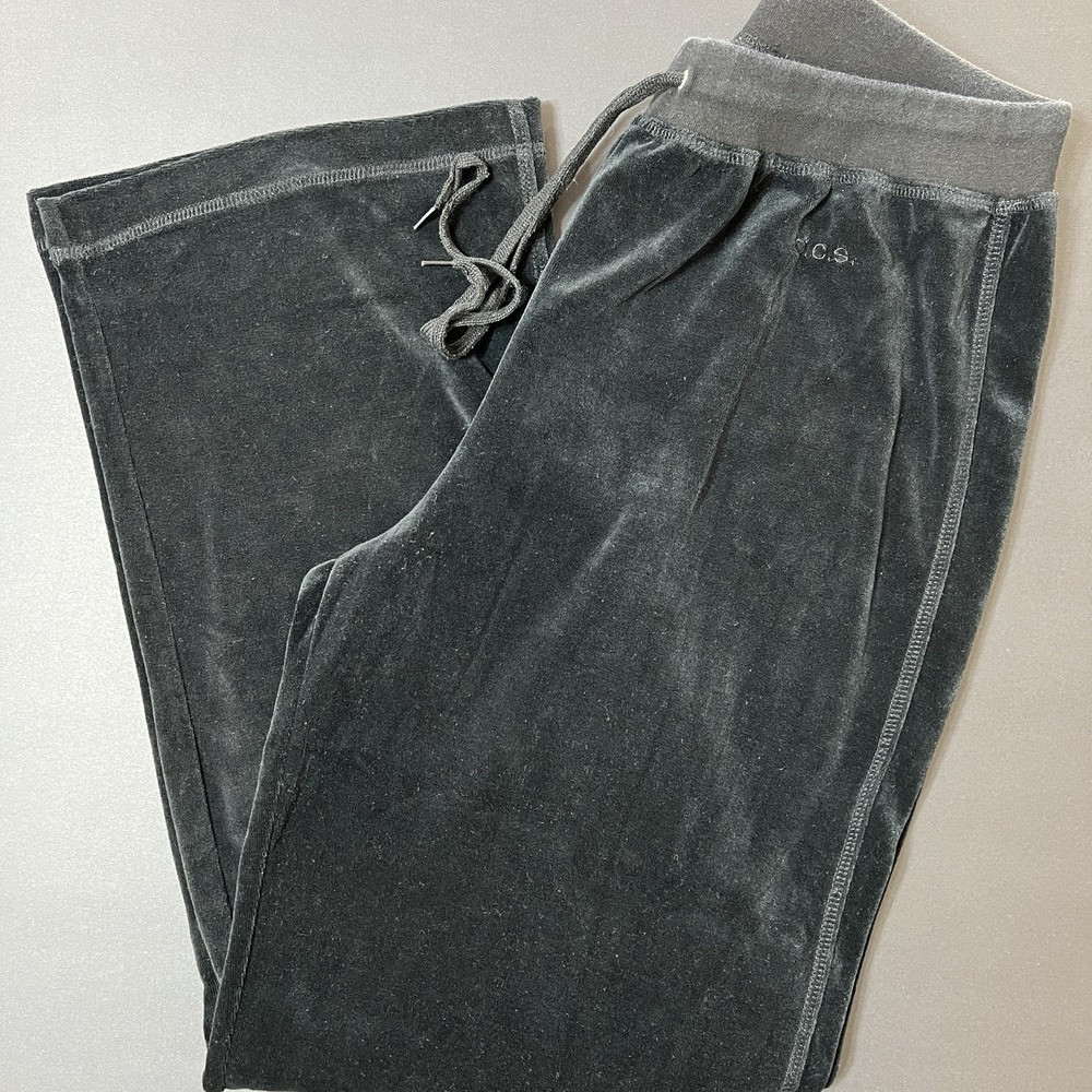 Vintage Oleg Cassini Sport Velour Sweatpants Women's L Straight Leg Black